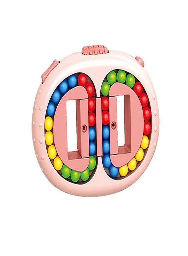 AUGEN 2 in 1 Rotating Magic Bean Cube Spinner Fidget Stress Relief Ball Double Flip Handheld Puzzle Decompression Educational Toy (Big Pink) - Image 1